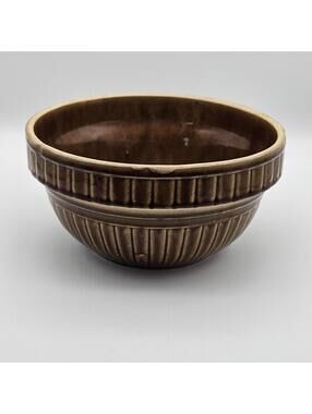 Yelllow Ware Brown Glazed Vintage Mixing Bowl USA 9" Western Stoneware